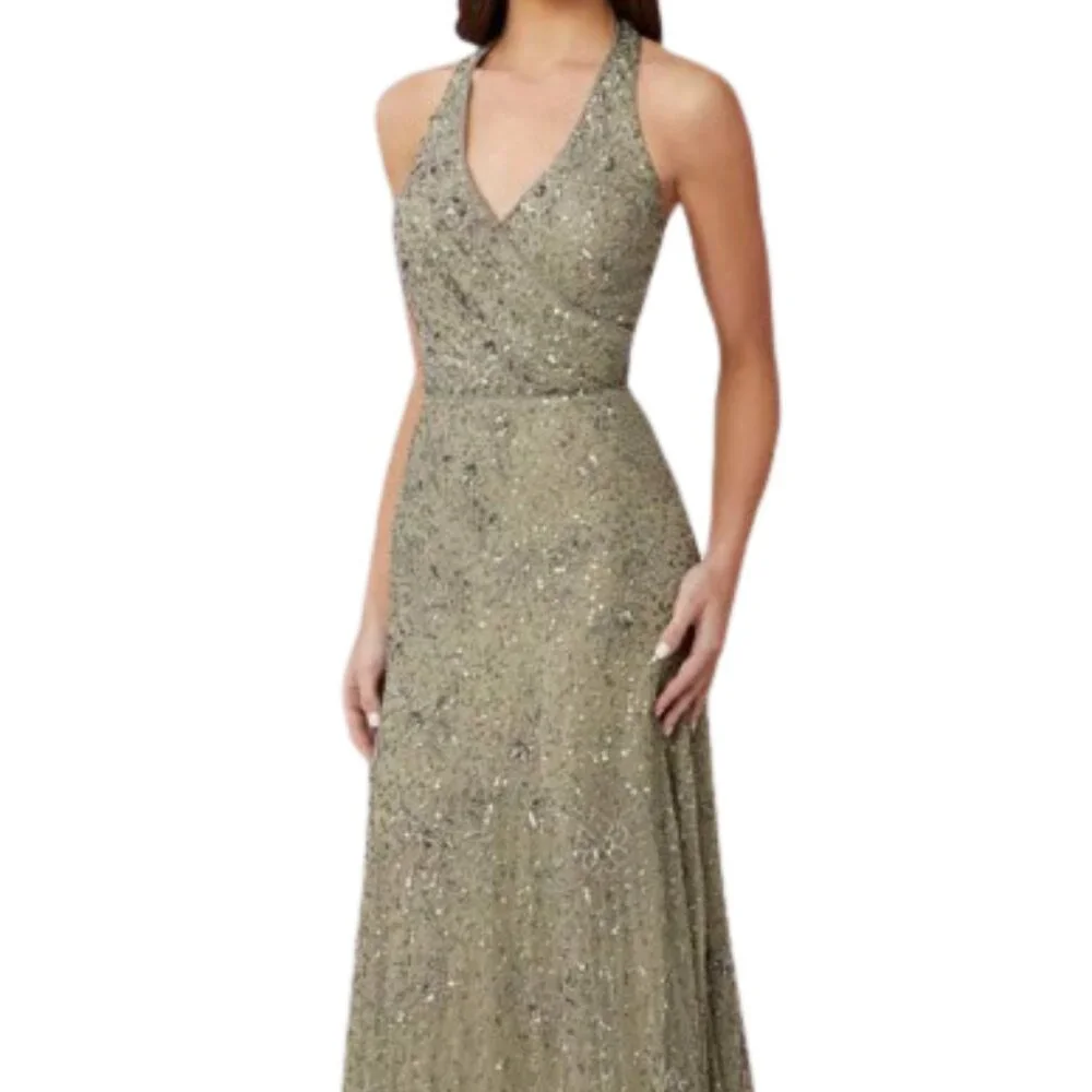 Adrianna Papell Platinum 40426 Prom Dress Sage size 8
